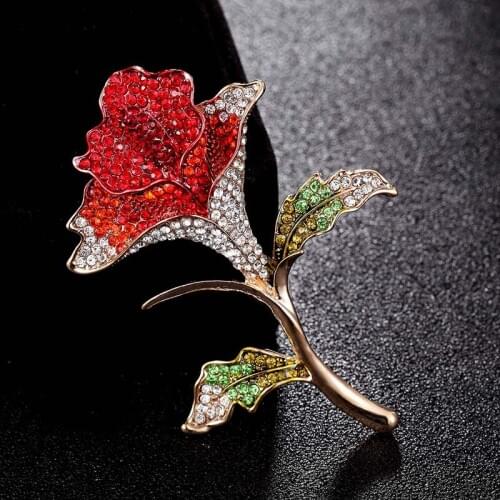 Zlxgirl jewelry Red Enamel flower brooches Suit Scarf Clothes Corsage Jewelry Women Men Kids Gifts Wedding bridal hijab pins