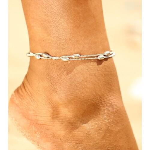 Vintage Bead Rope Anklet For Woman Girls Double Layer Sequins Anklets Chain Foot Party Jewelry Gift 2017 New Summer