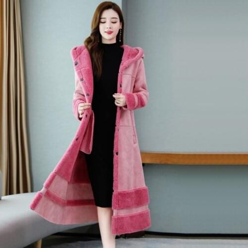 Women Lambs Wool Coat Female Long Thick Warm Shearling Coats Faux Suede Leather Jackets Autumn Winter Female Outerwear AA5234