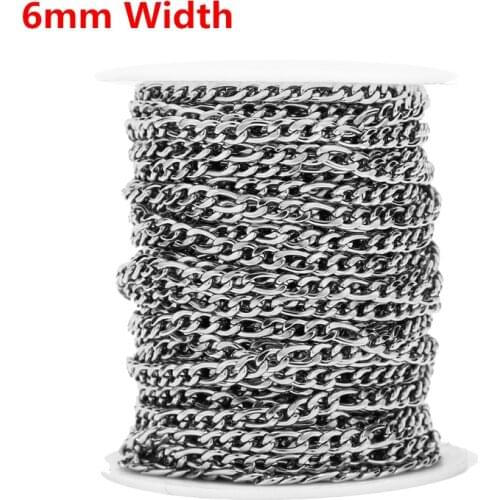 1/2/5/10 Meters Stainless Steel 6mm width Figaro Chain Curb Link Chains for DIY Jewelry Necklaces Bracelets Making Top Quality