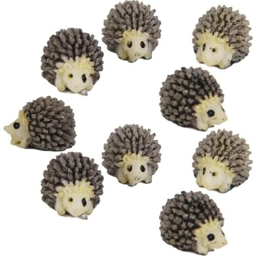 10pcs Mini Resin Hedgehog Miniature Fairy Garden Figurine Ornaments Bonsai Decoration Micro Landscape DIY Accessories Gifts