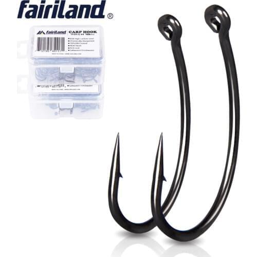 100Pcs Chemically Sharpened PTFE Fishing Hooks TFSH-G Barbed Fishhooks 2# 4# 6# 8# 10# High Carbon Steel Black Fish Hook Set