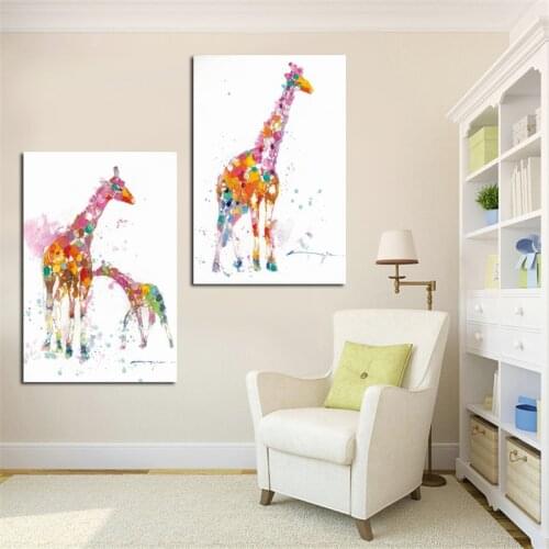 Abstract Watercolor Giraffe Art Scandinavian Canvas Painting Minimalist Print and Posters Wall Picture For Living Room Decor
