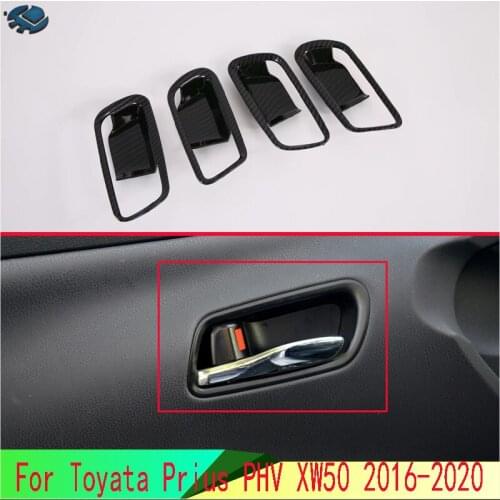 For Toyata Prius PHV XW50 2016-2020 Car Accessories Carbon Fiber Style Inner Door Handle Cover Catch Bowl Trim
