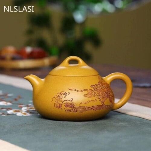 Handmade Yixing Purple Clay Teapots Raw Ore Section Mud Stone Scoop Tea Pot Home Filter Beauty Kettle Teaware Accessories 220ml