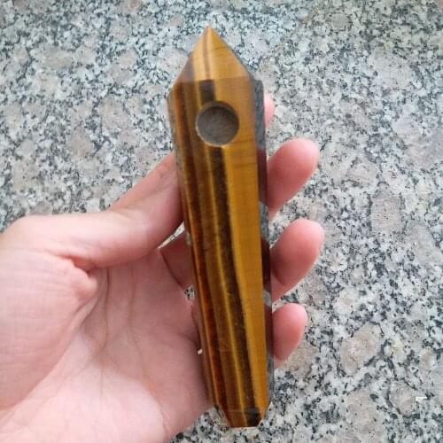 DHXSW GEMSTONE TIGER EYE CRYSTAL SMOKING PIPES WITH SCREEN 3.8-4.3INCHES HEALING CRYSTALS