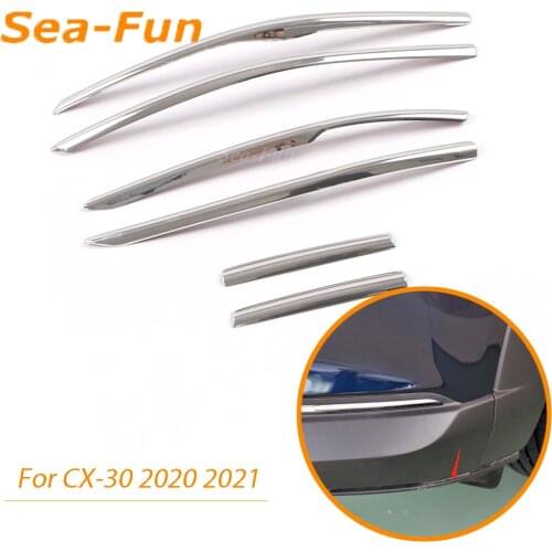 For Mazda CX30 CX-30 2020 2021 Car Bumper Front Rear Corner Protection Strips Trim Cover Decorative Stainless Steel Accessories