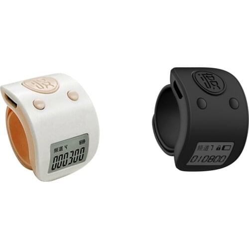 Retail 2x Mini Digital LCD Electronic Finger Ring Hand Tally Counter 6 Digit Rechargeable Counters Clicker-White & Black