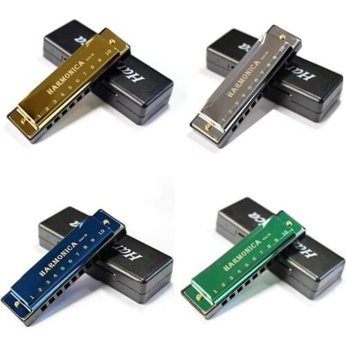Harmonica 10 Holes 20 Tunes Mouth Organ Blues Deluxe Harmonica, Key of C Major for Beginner, Adults, Kids Gift, with Case