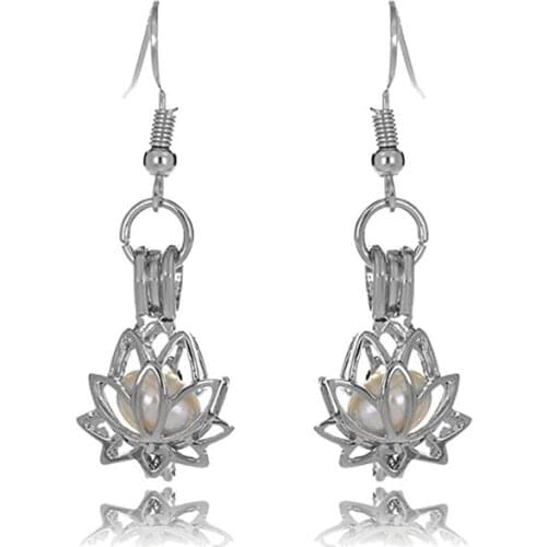 HENGSHENG Lotus Pearl Cage Earrings for Pick a Pear Oyster Jewelry Making Supplies