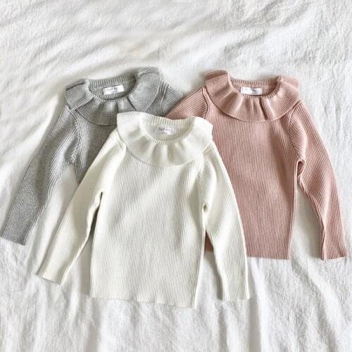 Girl Baby Turn Down Collar Solid Child Sweater Children 100 Cotton Cardigan 2021 Autumn New Trend Clothing From 0 To 7 Years