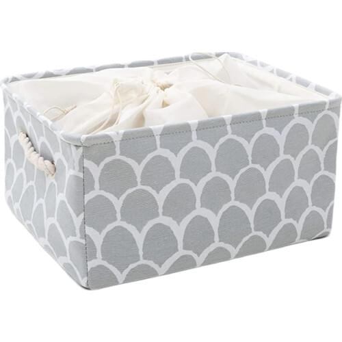 Large Capacity Storage Basket Canvas Fabric Storage Bin Collapsible Shelf Basket with Cotton Rope Handles and Drawstring