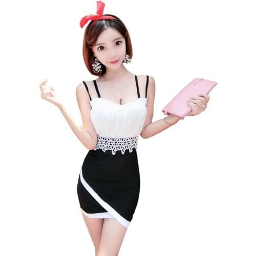 ZC2701 2020 summer new women fashion sexy lace patchwork irregular slim package hip dress cheap wholesale