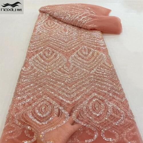 Madison Hot Sale African Handmade Beaded Lace Fabric 2021 High Quality Nigerian French Lace Fabric For Bridal Material