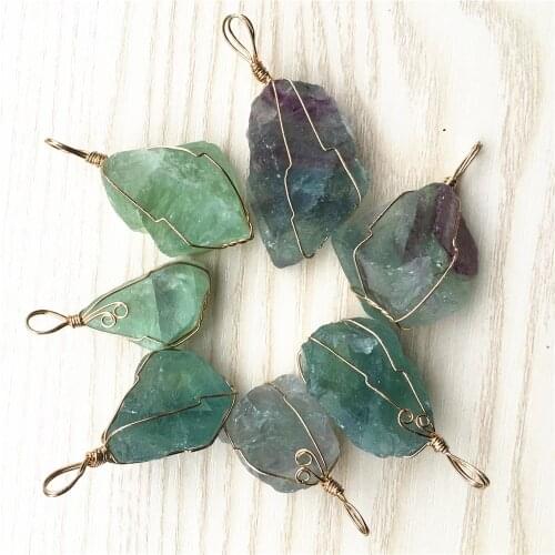 Fashion Top Quality Natural Stone Raw Ore Purple Fluorite Winding Irregular Pendant For Women Jewelry Making 6Pcs/Lots Wholesale