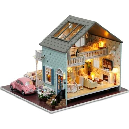 Handmade Music Box Sky City DIY Wooden House Mobile Castle Creative Male for Girls Girlfriend Holiday Birthday Gift