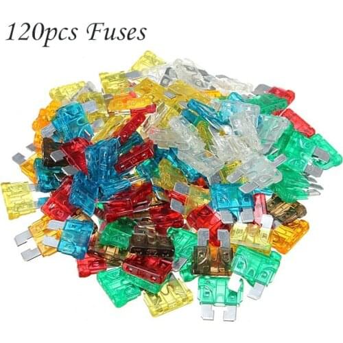 120Pcs Medium Fuse Standard Automotive Hybrid Fuse Set 5A 7.5A 10A 15A 20A 25A 30A