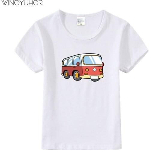 2020 New Summer Children Cotton T-shirt Cartoon Bus Baby Kids Boys Girls Short Sleeve T Shirts Brand Clothing 2-9 Years