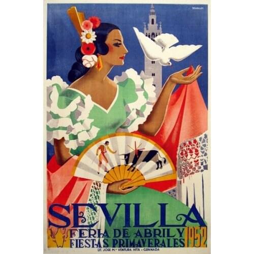 Sevilla Fiestas Flamenco Spanish Dance Tin Sign Retro Metal Sign Metal Poster Metal Decor Wall Sign Wall Poster