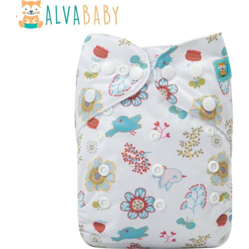 ALVABABY Waterproof Cloth Diapers Baby Reusable Nappy With 1pc Microfiber Insert