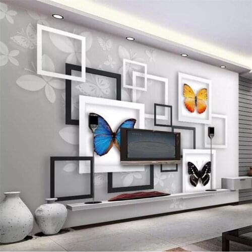 Beibehang Custom 3D Stereo Wallpaper Geometry Abstract Dream Butterfly Living Room TV Background Wall paper 3d papel de parede