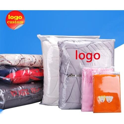 Clear ziplock clothing bag self zipper transparent travel Storage plastic packaging Reseal Mail for T shirt pants quilt backpack