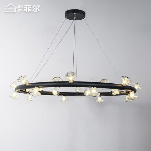 Light luxury modern crystal chandelier Nordic minimalist living room bedroom study dining room lamp creative round chandelier