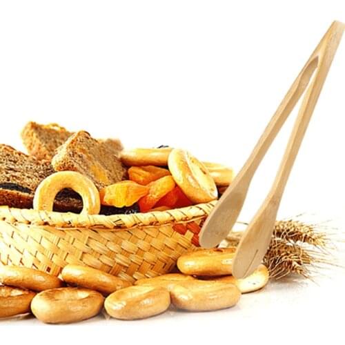 Useful New Shiny Bamboo Cooking Kitchen Tongs Food Tool Salad Bacon Steak Bread Cake Wooden Clip High Quality Home Kitchen Tools