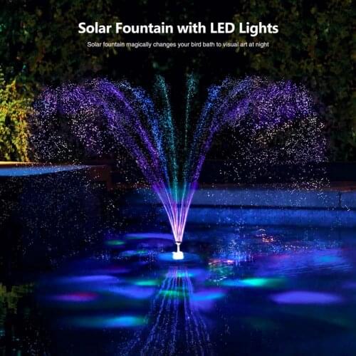 LED Colorful Lights Floating Solar Fountain 6v 3w Water Fountains Solar Pump Pool Pond Colorful Lights Bird Bath Shower Fountain