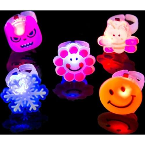 5pcs Night Luminous Rings LED Flash Finger Cartoon Light Childrens Party Toys for Kids Play Glow In The Dark Toys for Child E
