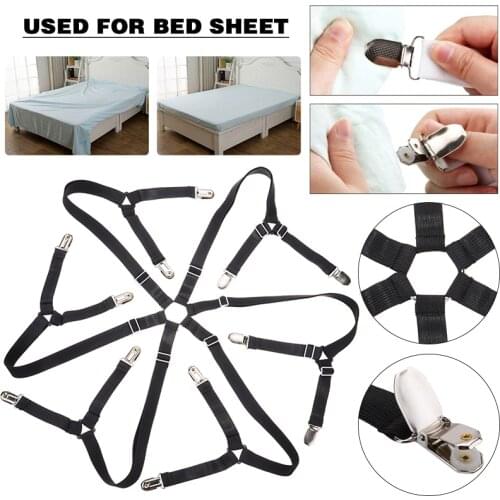 New 12 Heads Bed Sheet Fastener Grippers Clips Elastic Crisscross Bed Mattress Sheet Clip Strap Grippers Pegs Telescopic