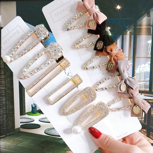 Korean Crystal Bow Big Hair Clip For Women Fashion Jewelry Shiny Rhinestone Barrettes Pins Girls Hair Accessories Hairgrips Gift