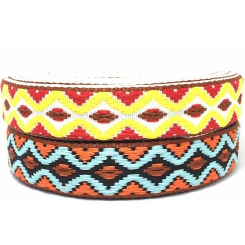 ZERZEEMOOY 1" 25MM 10YARD/ROLLS 2017 NEW HOT SINGLE FACE GEOMETRIC WOVEN JACQUARD RIBBON DOG LACE Collar accessories