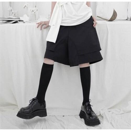 Ladies summer new super loose fake two double width leg shorts small design Chinese Japanese pure color shorts