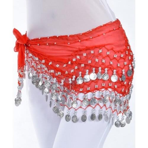 2021 High Quality New Bellydance Costume Dancing Belt 128 Coins Belly Dance Waist Chain Sexy Indain Dance Hip Scarf For Women