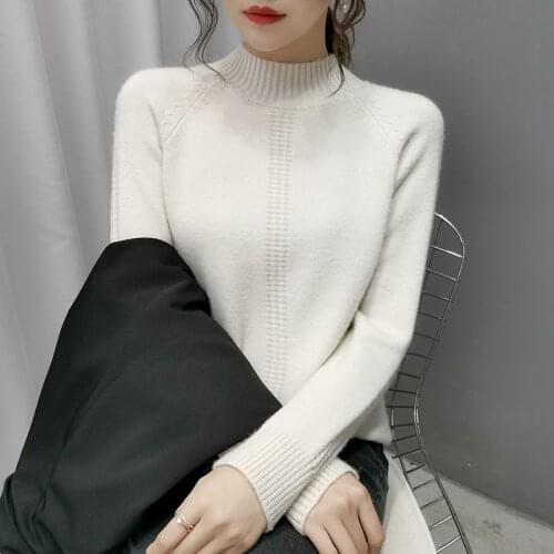8 Color Thicken Knitted Sweaters Pullovers Women 2021 Autumn Casual Half Turtleneck Pull Femme Full sleeve Loose Female Jumper