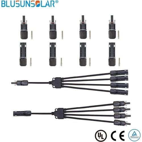 10 Pairs Y Branch 1 to 4 SOLAR PV Cable Connectors M/FFFF & F/MMMM Solar Panel 4 in 1 Connector Splitter Combiner LJ0158