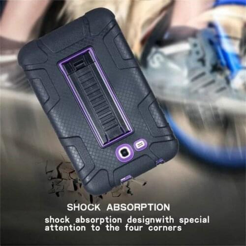 10Pcs/Lot Heavy Duty Armor Hybrid Full Boday Stand Tablet Case For Samsung Galaxy Tab E 7.0 T110 Safe PC Silicone Cover