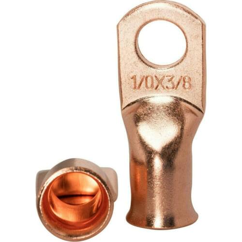 10pcs Wire Ring Lug Terminal Copper 1/0 AWG,1AWG,2AWG,4AWG,6AWG, 8AWG Connectors Car Audio Terminals High Quality Crimp Terminal