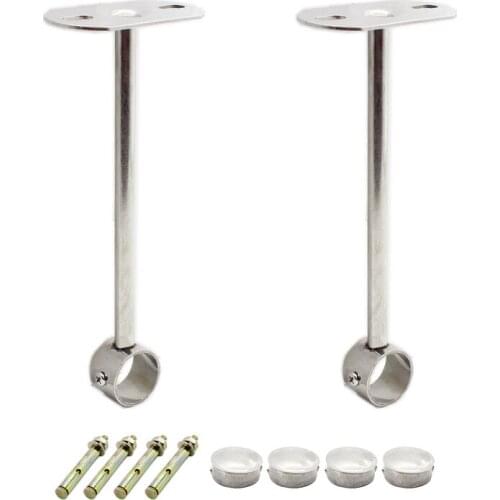 2 Pack Ceiling Mount Bracket,Stainless Steel Wardrobe Pipe Bracket Rod Holder Ceiling Holder, Holder Pipe Flange Socket Len 25cm