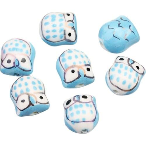 5pcs Colorful Owl Ceramic Bead Loose Spacer Beads For Bracelet Necklace Jewelry Making Beaded DIY Accessories 15*6mm