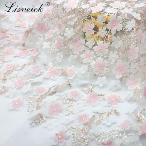 200x130cm Mesh lace double-layer three-dimensional flower embroidered cloth diy womens dress wedding dress clothing lace fabric