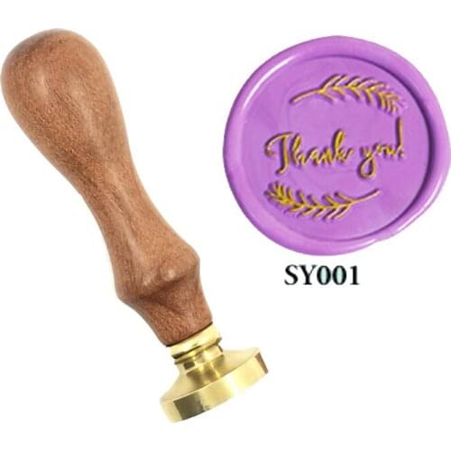 Thank you greeting words Wax Stamp wood handle spoon,Diy Envelope Stamps Rose Crown Ornament Classic Wedding Invitations