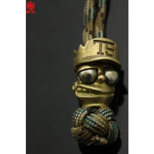 1PCS Brass Big Eye Stick Player Outdoor Backpack Pendant Survival Bracelet Flashlight Pendant Paracord Beads