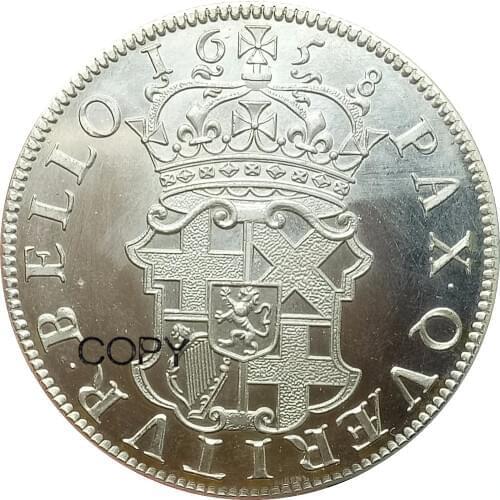 Great Britain Cromwell Crown 1658 Brass Plated Silver Copy Coins