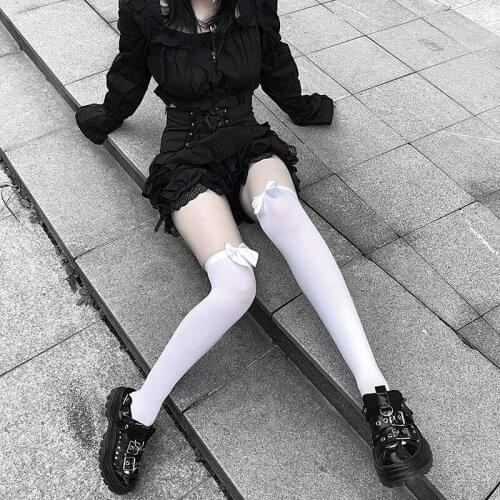 Japanese Cute Girl Knee Stockings Bow Knot Sexy JK Stockings Dropshipping Women Beautiful Leg Show Thin Sweet High Tube Stocking