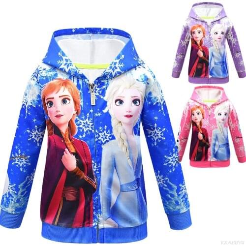 Disney Frozen Children Hooded Sweatshirt Boys Girls Cartoon Long Sleeve Zipper Jacket Kids Spring Autumn Cotton Clothes
