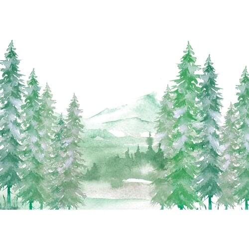 Photography Backdrop Christmas Snowy Winter Watercolor Forest Newborn Baby Child Photo Background Studio Photocalls Props W-4490