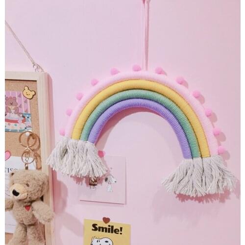 Ins Nordic Handmade Macrame Rainbow Tapestry Boho Tassel Wall Hanging Ornaments Kids Room Decoration Wind Chimes Photo Props