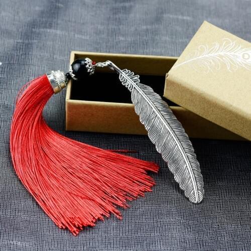 Classical Tassel Feather Metal Bookmark Chinese Style Book Markers Christmas Gifts for Teachers Student Prize School Supplies